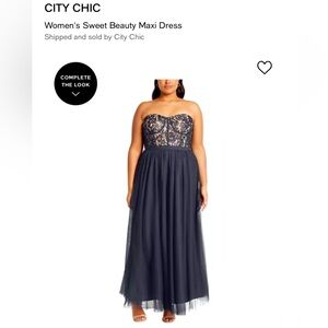 City Chic NWT Sweet Beauty Strapless Evening Dress - Navy Blue - 18